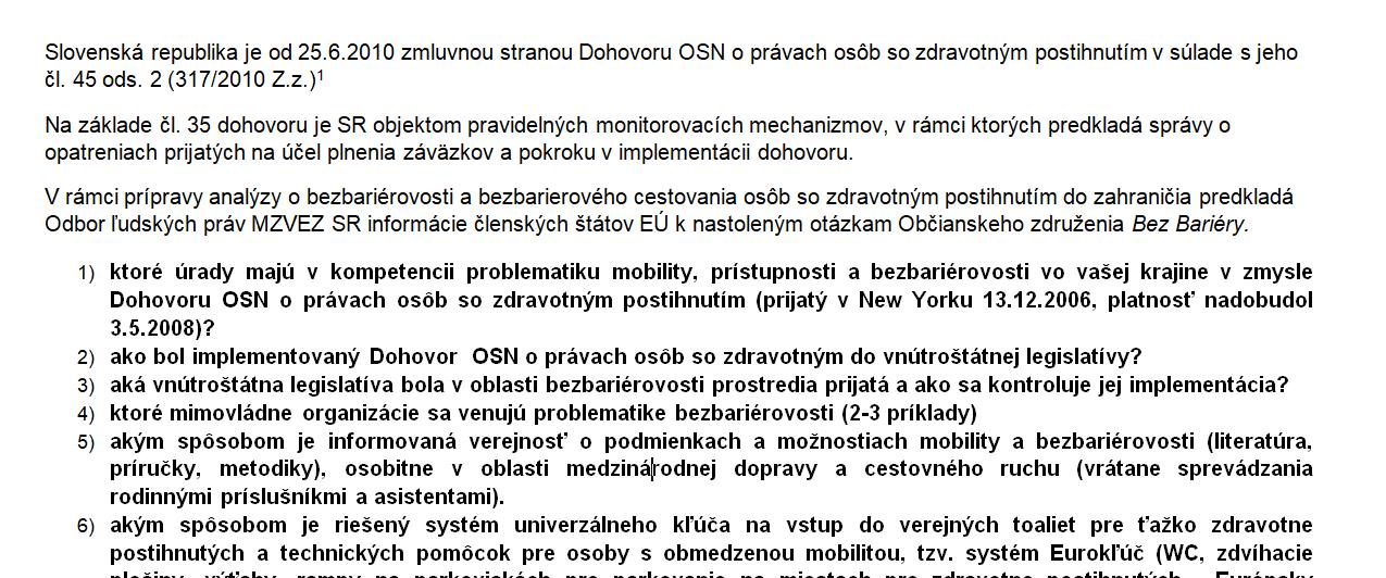 Výstrižok z časti našich dotazov pre krajiny EÚ